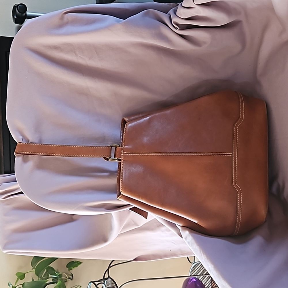 Liz Claiborne Saddle Brown Leather One Strap Backpack